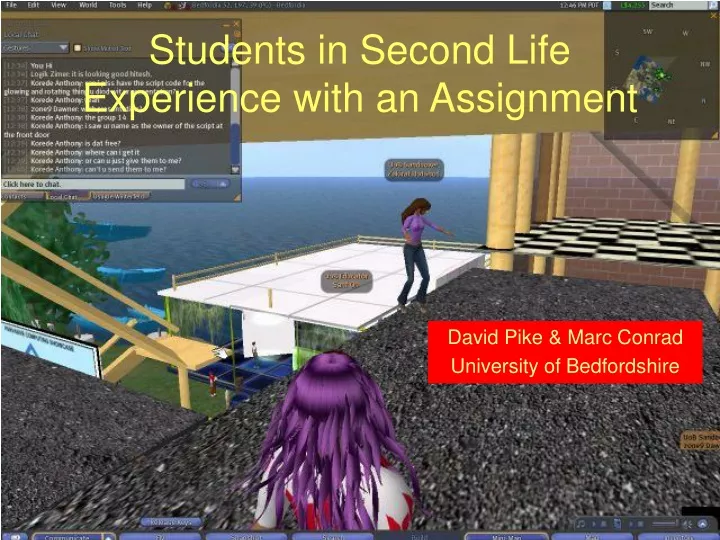 students in second life experience with an assignment