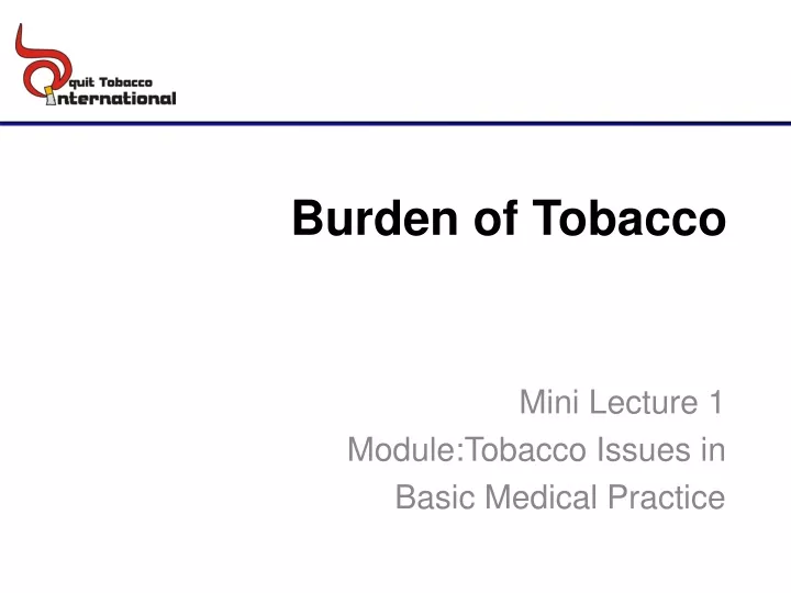 burden of tobacco