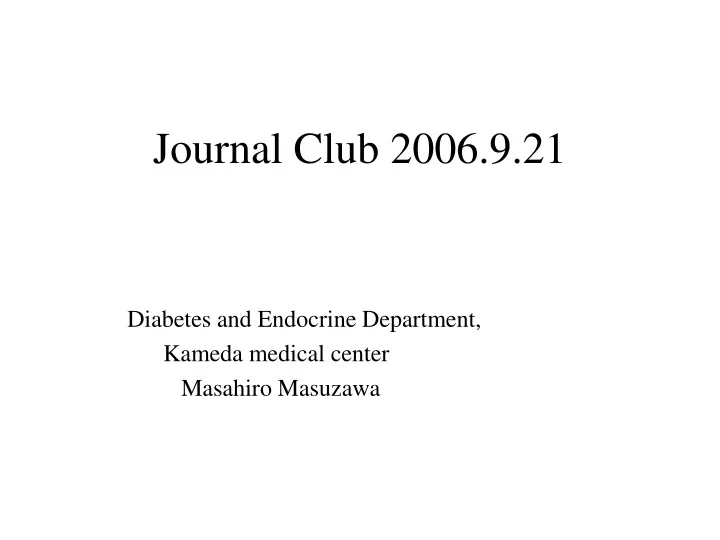 journal club 2006 9 21