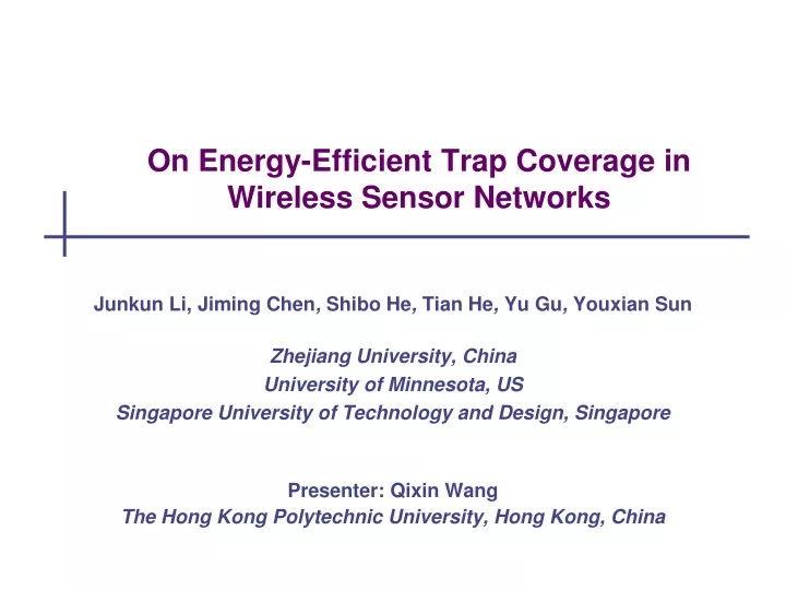 on energy efficient trap coverage in wireless sensor networks