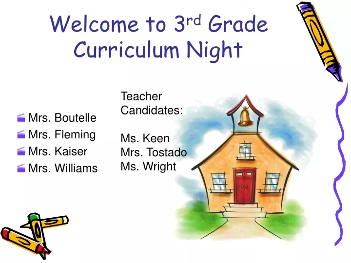 welcome to 3 rd grade curriculum night
