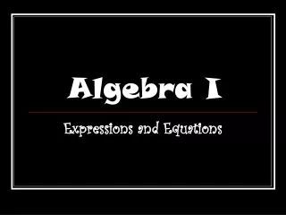 Algebra I