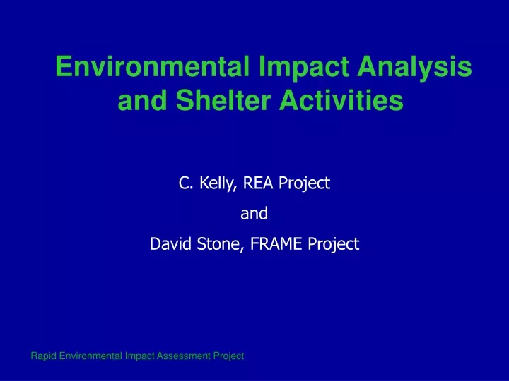 environmental impact analysis and shelter