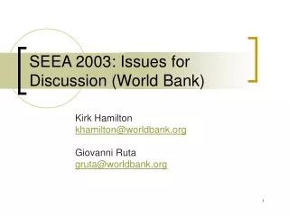 SEEA 2003: Issues for Discussion (World Bank)