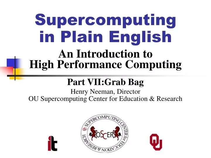 supercomputing in plain english