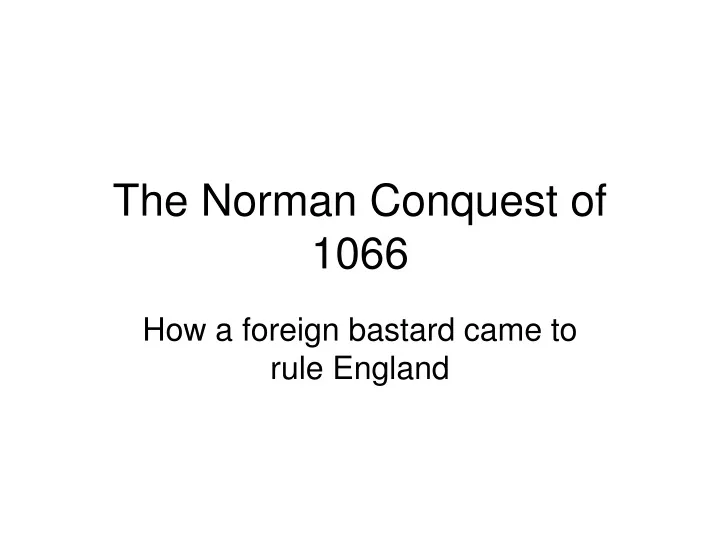 the norman conquest of 1066