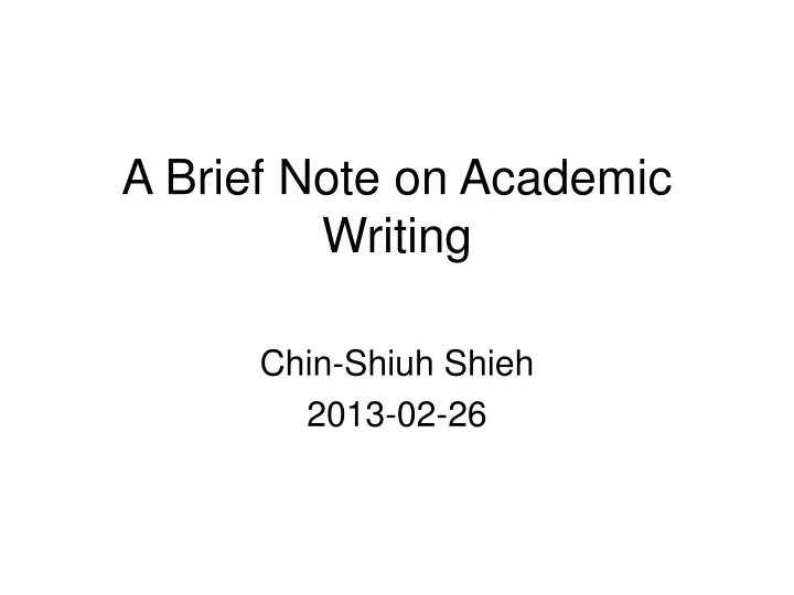 a brief note on academic writing