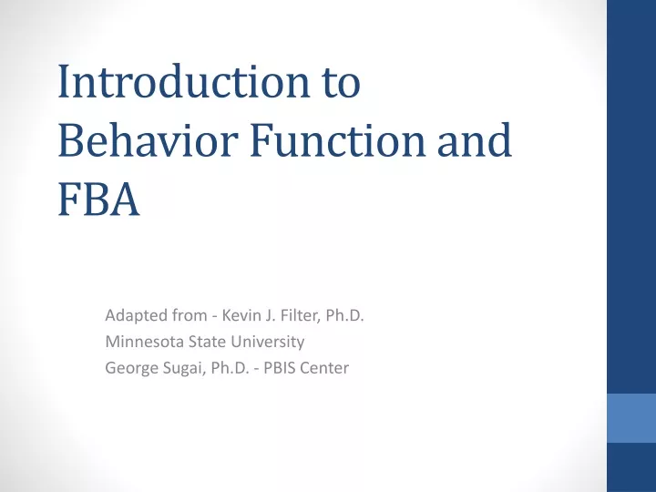 introduction to behavior function and fba