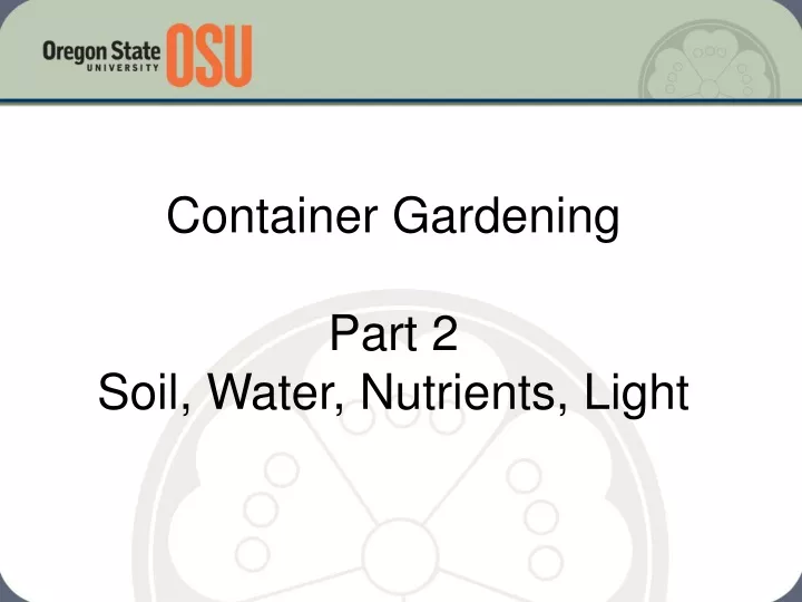 container gardening part 2 soil water nutrients
