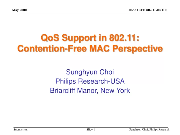 qos support in 802 11 contention free mac perspective