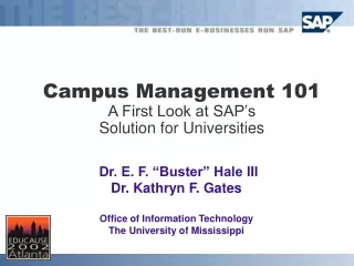 Campus Management 101 A First Look at SAP’s  Solution for Universities