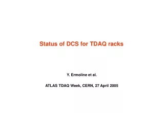 Status of DCS for TDAQ racks