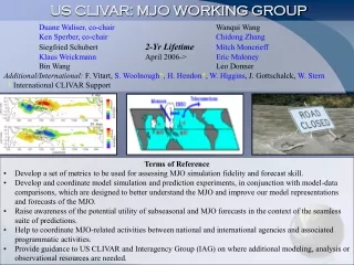 US CLIVAR: MJO WORKING GROUP
