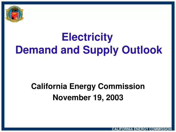 electricity demand and supply outlook