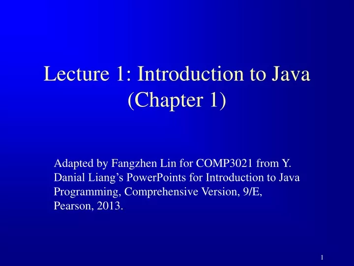 lecture 1 introduction to java chapter 1