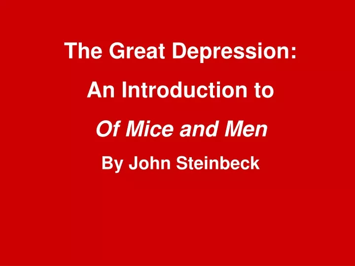 the great depression an introduction to of mice