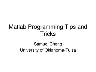 Matlab Programming Tips and Tricks