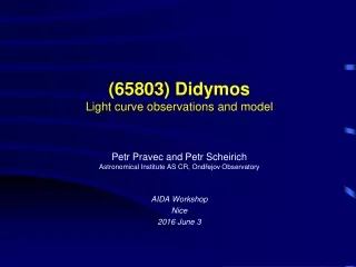 (65803) Didymos Light curve observations and model