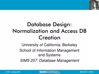 Database Design: Normalization and Access DB Creation