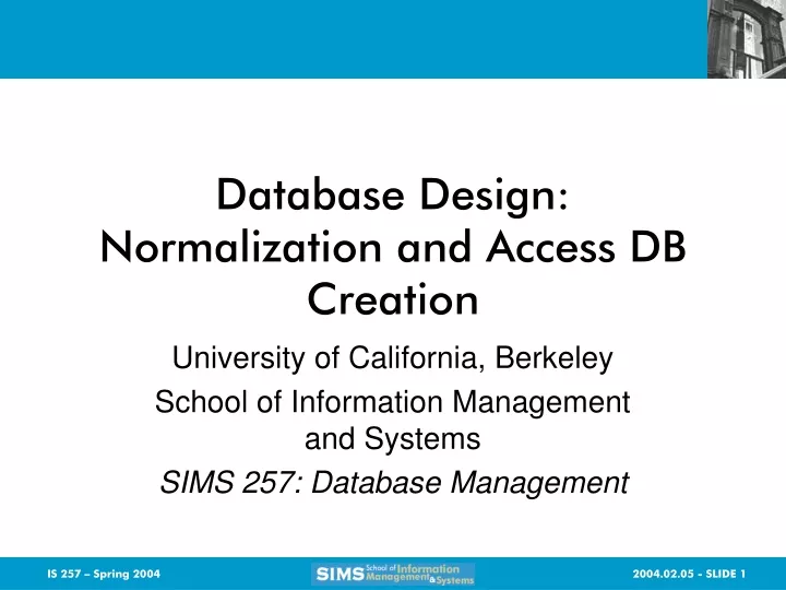 database design normalization and access db creation