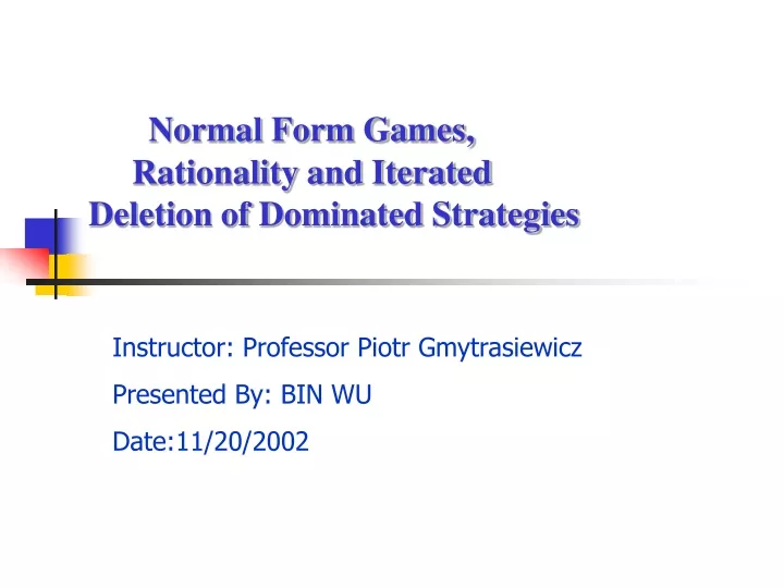 normal form games rationality and iterated