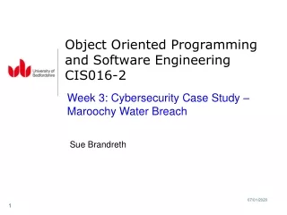 Object Oriented Programming and Software Engineering CIS016-2