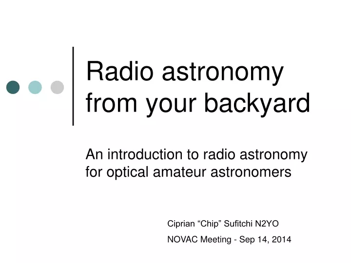 radio astronomy from your backyard