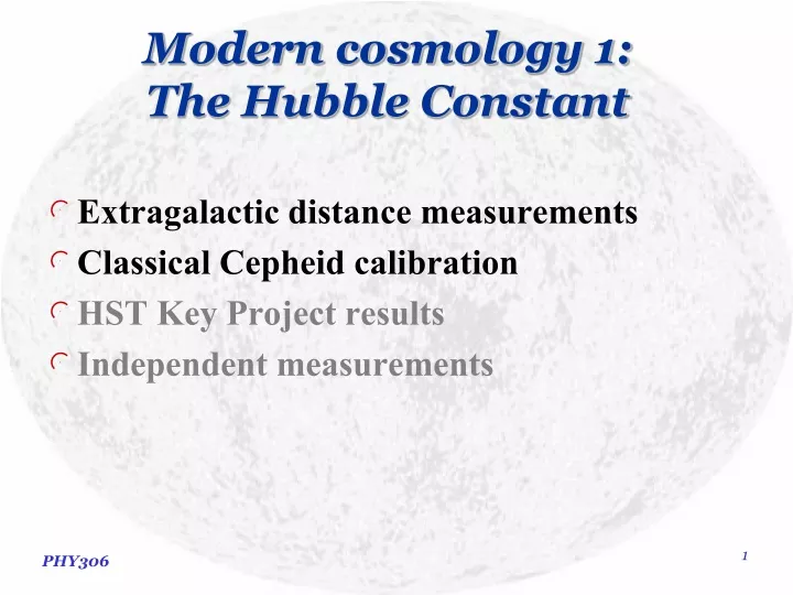 modern cosmology 1 the hubble constant