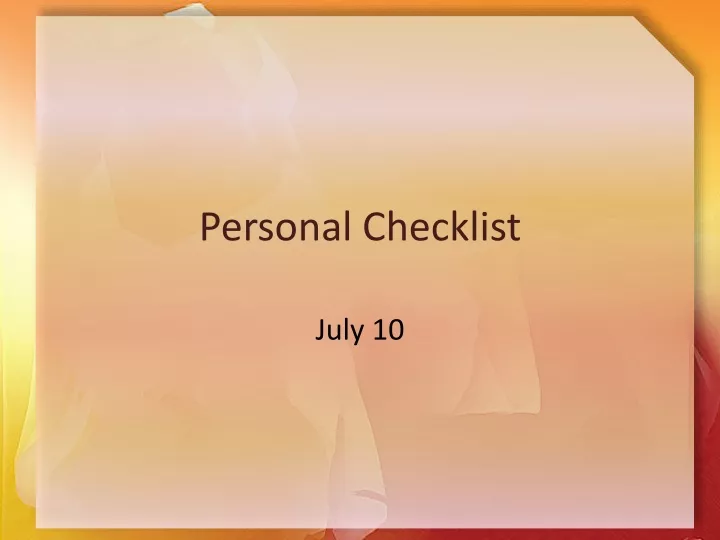 personal checklist