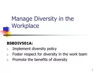 Manage Diversity in the Workplace