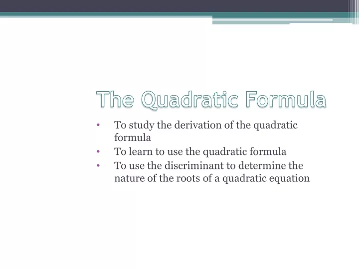 the quadratic formula