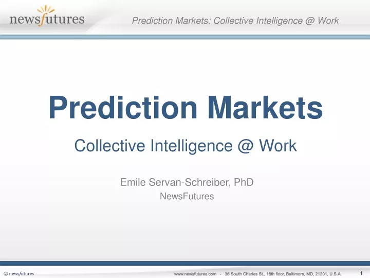prediction markets collective intelligence @ work