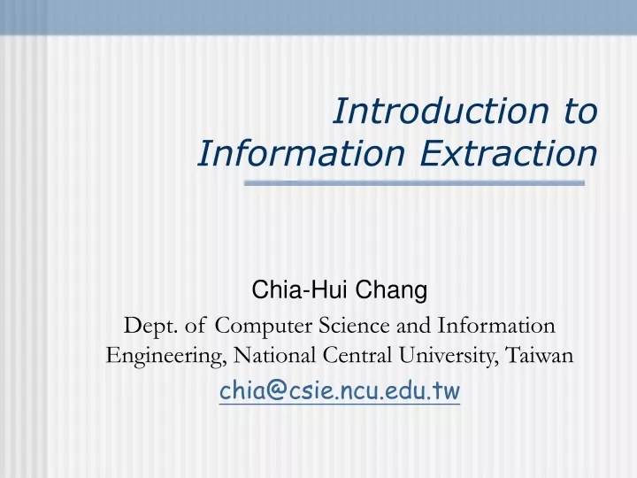 introduction to information extraction