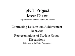 pICT Project Jesse Dixon Department of Recreation, Parks, and Tourism