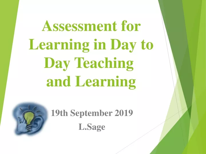 assessment for learning in day to day teaching and learning