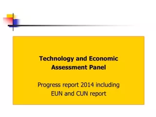 Technology and Economic  Assessment Panel  Progress report 2014 including EUN and CUN report