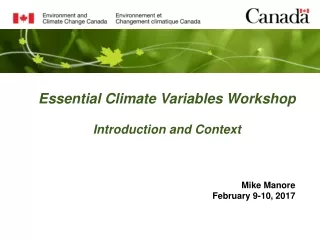 Essential Climate Variables Workshop Introduction and Context
