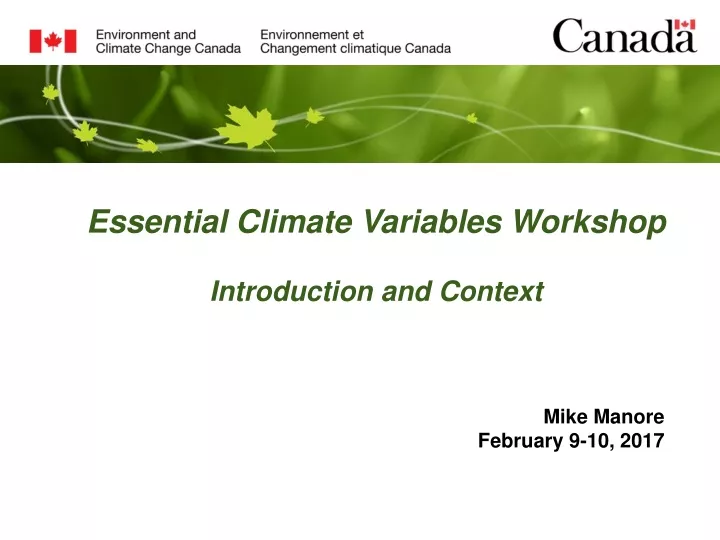 essential climate variables workshop introduction and context