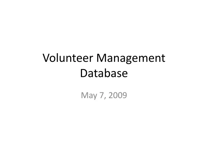 volunteer management database