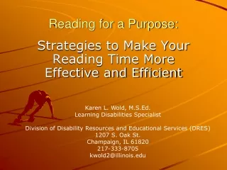 Reading for a Purpose: