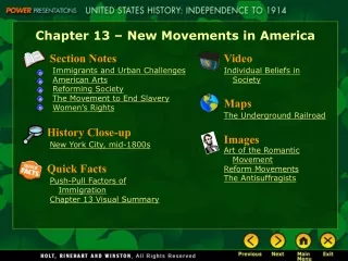 Chapter 13 – New Movements in America