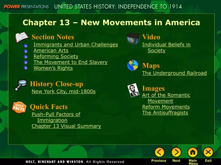 chapter 13 new movements in america