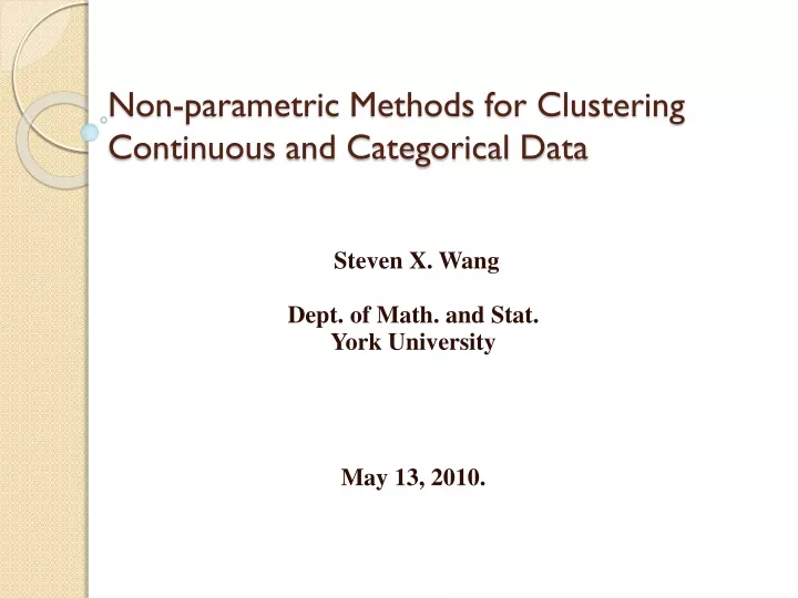non parametric methods for clustering continuous and categorical data