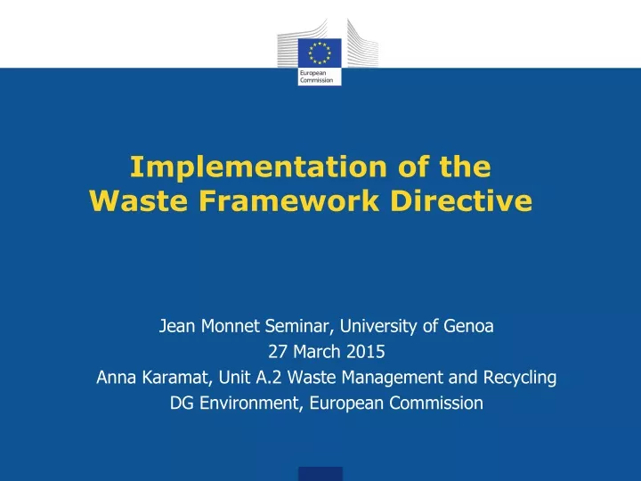 implementation of the waste framework directive