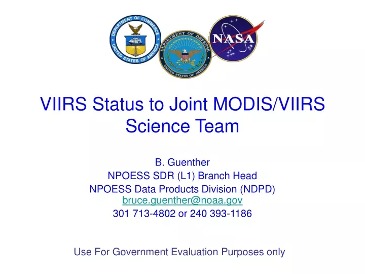 viirs status to joint modis viirs science team
