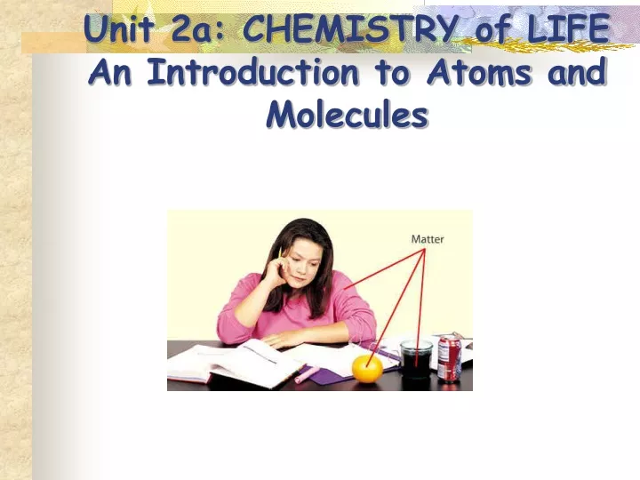 unit 2a chemistry of life an introduction to atoms and molecules