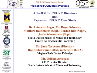 A Toolkit for I/UCRC Directors  and  Expanded I/UCRC Case Study