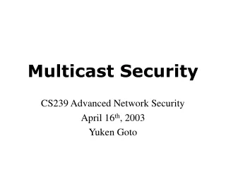 Multicast Security