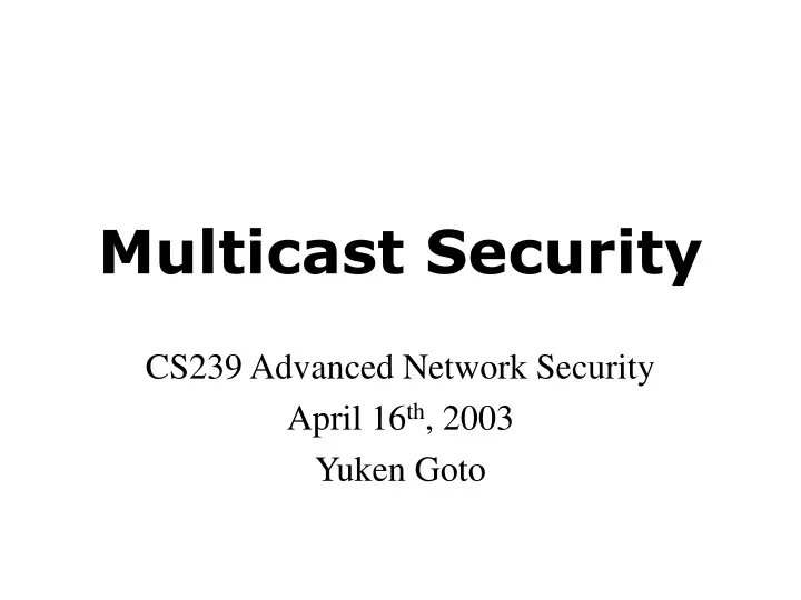 multicast security