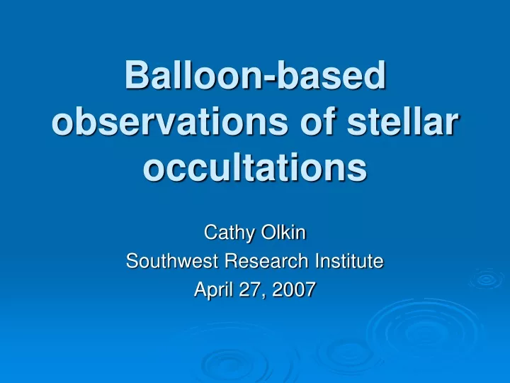 balloon based observations of stellar occultations